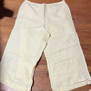 LOFT Yellow and White Striped Pants
